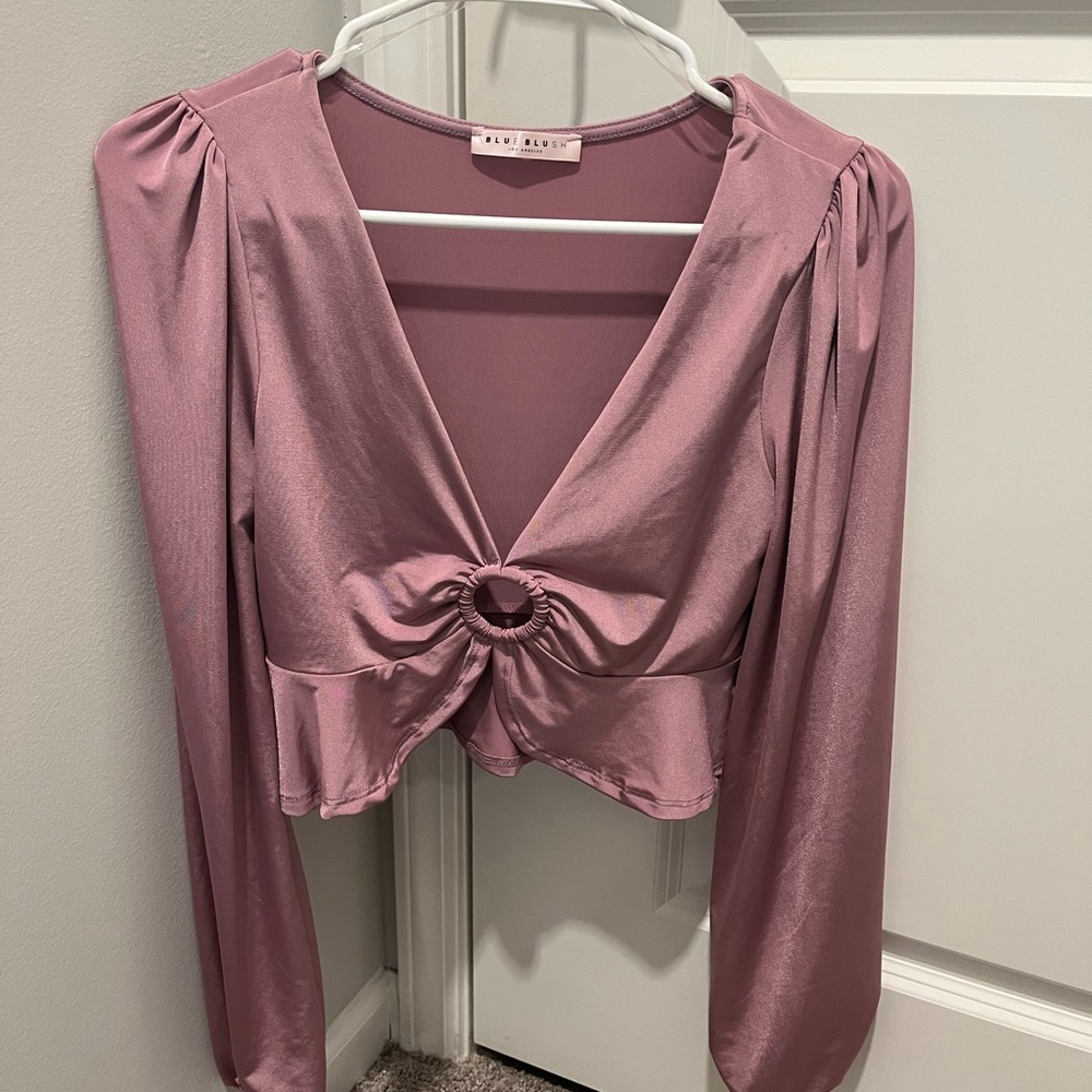 Elegant Mauve Long Sleeve Top